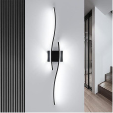 89 cm, 27 W, 3035 lm, sieninis šviestuvas, LED, juodas, modernus, dekoratyvinis sieninis apšvietimas, prieškambaris, šalta balta šviesa, 6500 K, skirtas miegamajam, koridoriui, svetainei
