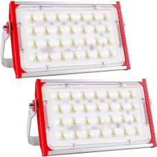 CREATESTAR LED lauko prožektorius, 100 W, 2 vnt., 10000 lm, statybinis prožektorius, IP66 atsparumas vandeniui, lauko prožektorius, 6500 K šaltai baltos spalvos LED prožektorius sandėliui, garažui, sporto aikštelei, sodui, kiemui, automobilių stovėjimo ai