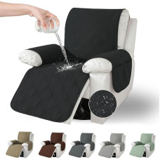 Armchair Protector with Pockets, Non-Slip & Washable Chair Throw for Recliner Chairs & TV Chairs, Perfect Protection Against Pet Hair, Stains & Wear (Black)