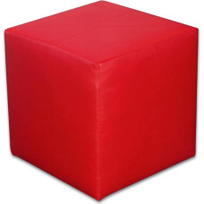 Stool | Floor Cushion Stool | Cube Seat Faux Leather | Footstool Living Room Padded | 40 x 40 x 40 cm | Wood Material (Red)