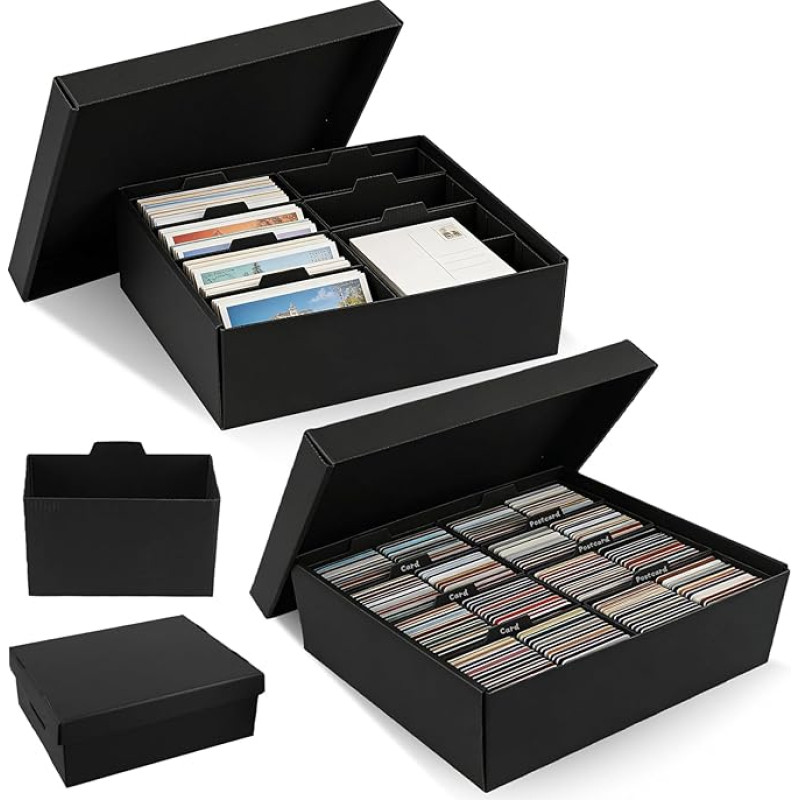 GBKDQQQ 2 nuotraukų dėžučių pakuotė, nuotraukų dėžutė su dangteliu, 34 x 27 x 12 cm nuotraukų organizatorius su 8 skyriais ir etiketėmis 10 x 15 cm nuotraukoms, sėkloms, rankdarbiams, lipdukams (juoda)