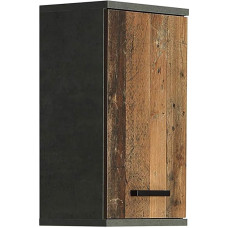 FORTE Veris Wall Cabinet with 1 Door, Composite Wood, Concrete Look, Dark Grey/Old Wood Vintage, 68.8 x 40.2 x 29 cm