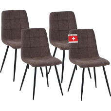 ALBATROS Bora Dining Room Chairs with Cord Cover, Set of 4, Brown, Stylish Vintage Design, Maximum Load 110 kg, Upholstered Chair - Modern Kitchen Chair, Dining Room or Dining Table Chair