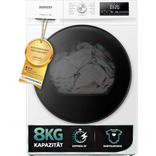 Heinrich´s Heat Pump Dryer, 8 kg, priekinis įkrovimas, greitas džiovinimas, 15 programų, džiovinimas su jutikliu, LED ekranas ir rotacinis valdymas, nerūdijančio plieno apsauginis būgnas, vidinis apšvietimas, plonas dizainas, baltos spalvos