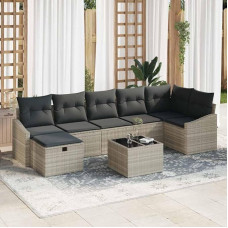 Poly Rattan Sofa Set 8 Stück Outdoor Sofagarnitur 8-teilig für Terrasse und Garten mit Kissen