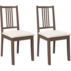 vidaXL Dining Room Chairs with Cushions Set of 2 Brown Solid Wood Rubber Tree Kitchen Chair Side Chair Dining Chair Living Room Chair Restaurant Chair