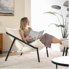 Zinus Ada Boucle Lounge Chair Metal Frame with Crushed Foam Pads