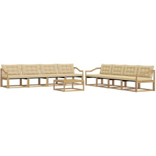 Gartenmöbel Set 9-teilig, Modulares Outdoor Sofa aus massivem Akazienholz mit Textilene, inkl. Sitzkissen und Tisch, Langlebige Loungegruppe für Garten, Terrasse und Balkon