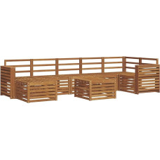 Gartenmöbel-Set 8-teilig aus massivem Akazienholz, Modulares Lounge-Sofa, Sitzgruppe für Garten und Terrasse, Naturholz-Optik, Lackierte Oberfläche