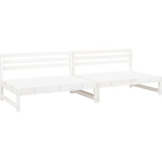 Garten-Mittelsofas 2er Set 120x80 cm Weiß Massivholz Kiefer Latten-Design Modernes Outdoor Lounge Sofa für Terrasse Balkon und Garten