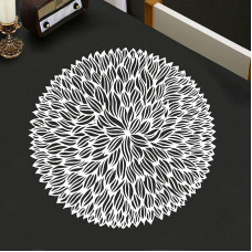Tischset 6Er Set, Hohles Blumenblattmuster Platzset Modern, Tischset für Küchen Zuhause Esszimmertisch Restaurant, Silber, 38cm