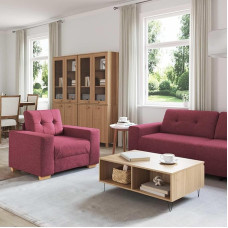 Modernes Sofa-Set 3-teilig Dunkelgrau 221x80x80 cm mit Sessel und Breiten Armlehnen aus strapazierfähigem Leinenmischgewebe für Ihr Wohnzimmer
