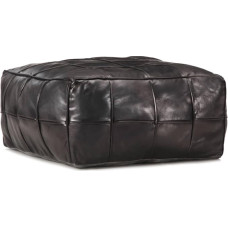 vidaXL Bean Bag with Footrest Stool Foot Portable Home Office Living Room Bedroom Indoor 60x60x30cm Black Genuine Leather