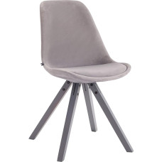 CLP Toulouse Velvet Square Retro Chair with High-Quality Seat Padding, Recliner Chair with Sturdy Wooden Frame, Seat Height 48 cm, Colour: Grey, Frame Colour: Wood (Grey)
