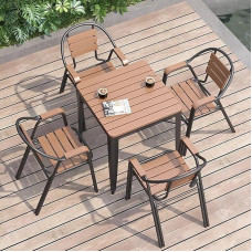 Modernes 5teiliges Terrassenmöbel-Set aus Schmiedeeisen mit quadratischem Couchtisch, idealus Küche, Esszimmer, Büro und Außenbereich (schwarz)