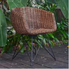 Casa Moro Paris Rattan Chair Brown with Armrest, Premium Quality Wicker Chair Made of Natural Rattan, Hand-Woven Designer Wicker Chair, Retro Chair for Kitchen, Garden, Patio, Dining Room, IDSB63