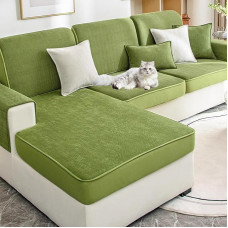 Sofa Seat Cushion Cover, Non-Slip Chenille Sofa Cover with Elastic Base, Sofa Seat Cushion for Pets, Replacement Furniture Protection (80 x 180 cm, Green)
