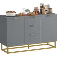 HOMCOM Modern Sideboard for Living Room with 3 Drawers, 2 Doors and Adjustable Shelf, Side Furniture for Living Room, Tilt Protection, 120 x 40 x 76 cm, Grey