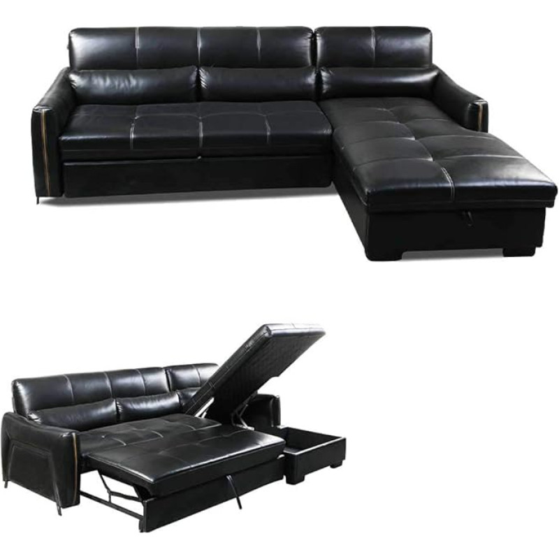 3 in 1 kompaktiška odinė sofa-lova Lounge sofa-lova su lagaminais ir didele saugykla Namų poilsio sofa Namų svetainės baldai 27716886 cm
