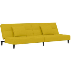 vidaXL Sofa lova 2 sėdimų vietų sofa lova su 2 pagalvėlėmis Svečių lova su mediniu rėmu Sofa lova Dienos lova Sofa sofa išskleidžiama Geltonas aksomas