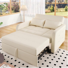 KAZZIO daugiafunkcinė sulankstoma sofa-lova, reguliuojamo atlošo sofa, idealiai tinka mažiems butams ir studentų bendrabučiams, 180 x 127 cm, patogi sofa-lova (smėlio spalvos)