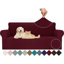 JIVINER Stretch Sofa dangteliai, 1 gabalas, sofos užvalkalas 3 pagalvėms, sofos sofos mažas pledas 3 vietų sofos užvalkalai, baldų apsauga su elastingu dugnu vaikams augintiniams (didelis, vyno raudonas deimantas)