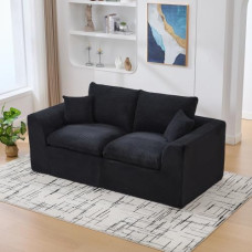 2 sėdimų vietų sofa, kampinė sofa su pagalvėlėmis, moderni šiaurietiška debesų sofa, sofa be kaulų, suspausta sofa, sofa lova, idealiai tinka svetainei, namų biurui, miegamajam, 204 cm, juoda