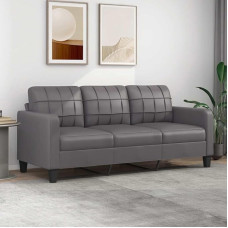 ACAGALA 3-vietė sofa su pagalvėlėmis, sofa su porankiais, sofos komplektas iš dirbtinės odos, poilsio sofa, moderni sofa svetainei, miegamajam, namų kinui, svečių kambariui, 180 cm, pilka