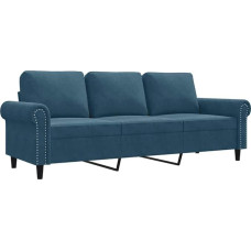 vidaXL 2 vietų sofa, sofa su metaliniu rėmu, atlošo pagalvėlė, atpalaiduojanti sofa svetainei, minkšta sofa, aksominė sofa, dvivietė poilsio sofa, mėlynas aksomas