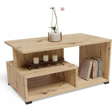MATKAM Prima EX3 kavos staliukas, H 45 x W 90 x D 51 cm, elegantiškos išvaizdos, lengvai surenkamas (ąžuolas 