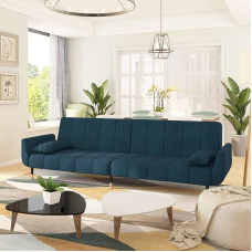 Gecheer 2-Seater Sofa Bed with 2 Cushions Sofa Sleep Function Day Bed Sofa Bed Sofa Bed Upholstered Sofa Couch Couch Couch Set Living Room Couch Blue Velvet