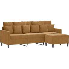 vidaXL 3 vietų sofa, sofa su kojūgaliais, svetainės sofa, minkšta sofa, fotelis, relaksacinė sofa, poilsio sofa, svetainės sofa, TV sofa, rudas aksomas
