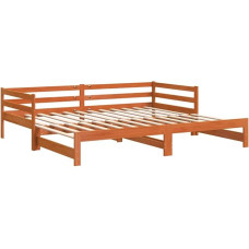 vidaXL Day Bed, Extendable Guest Bed with Slats Storage Space, Sofa Bed for Living Room, Bedroom, Bed Wooden Bed, Wax Brown, 90 x 200 cm, Solid Pine Wood