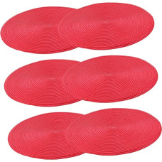 Amosfun 6stücke Tischset Geflochten aus Pp-Material Runde Platzsets Maschinenwaschbar Rote Stoffplatzsets als Schutz für Esstisch für Zuhause Hochzeit Feiertage
