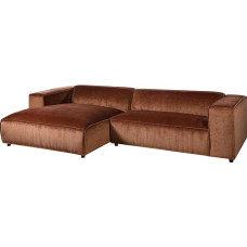 Massivmoebel24.de Valensijos kampinė sofa iš poliesterio, raudonos spalvos, 100 % poliesteris, 304 x 164 x 69 cm, kairėje pusėje - otomanas, retro stilius, minkštasuolis, minkšta L formos sofa