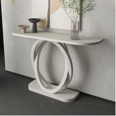 Moderner, Konsolentisch Schmal mit Sintersteinplatte, Schmale Kommode Flur, Sideboard Flur mit Doppelkreisfuß für Eingangsbereich und Wohnzimmer (balta, 80x35x85cm/31x14x33in)