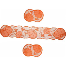 DECHOUS Piece Place Mat with Thanksgiving Pumpkin Lace Made of Polyester Isists of Table Runner and Table Mats Reusable Easy Care Decorative for Autumn and Thanksgiving