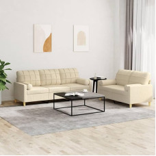 ShGaxin 3201324 2 dalių sofos komplektas su pagalvėle, kreminis audinys, sofa su poilsio funkcija, sofos komplektas, svetainės sofa, sofa, sofos komplektas