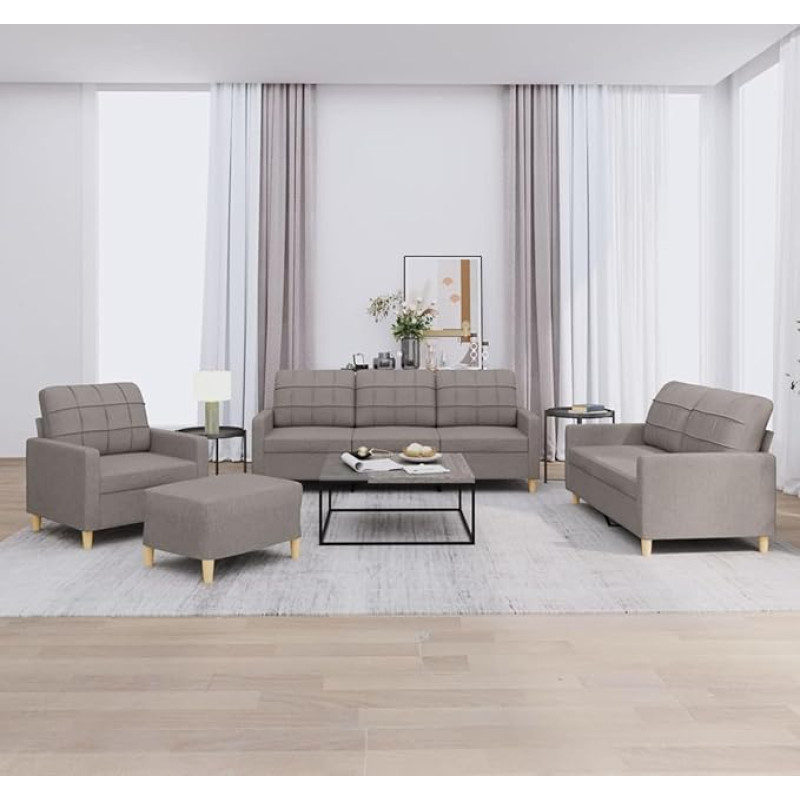 ShGaxin 3201257 4 dalių sofos komplektas su pagalvėle Taupe audinys, sofa su poilsio funkcija, sofos komplektas, svetainės sofa, sofa, sofos komplektas