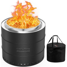 tikfire 50 cm nedūminė ugniakuras, ugniakuras su nuimama pelenine, vandeniui atsparus laikymo krepšys, nerūdijantis plienas, lauko ugniakuras sodui, malkoms ir granulėms, juodas