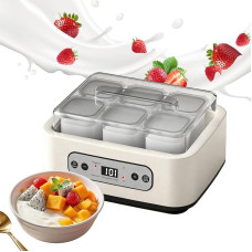 Jogurto gaminimo aparatas su 6 stikliniais puodeliais, po 250 ml, reguliuojama temperatūra ir laikas, naminio jogurto, duonos rauginimo, be BPA, 20 W