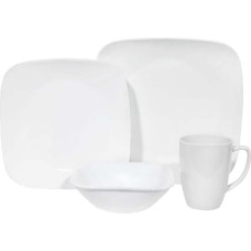 Corelle 16-Piece Vitrelle Glass Pure White Chip and Break Resistant Dinner Set, Service for 4, White