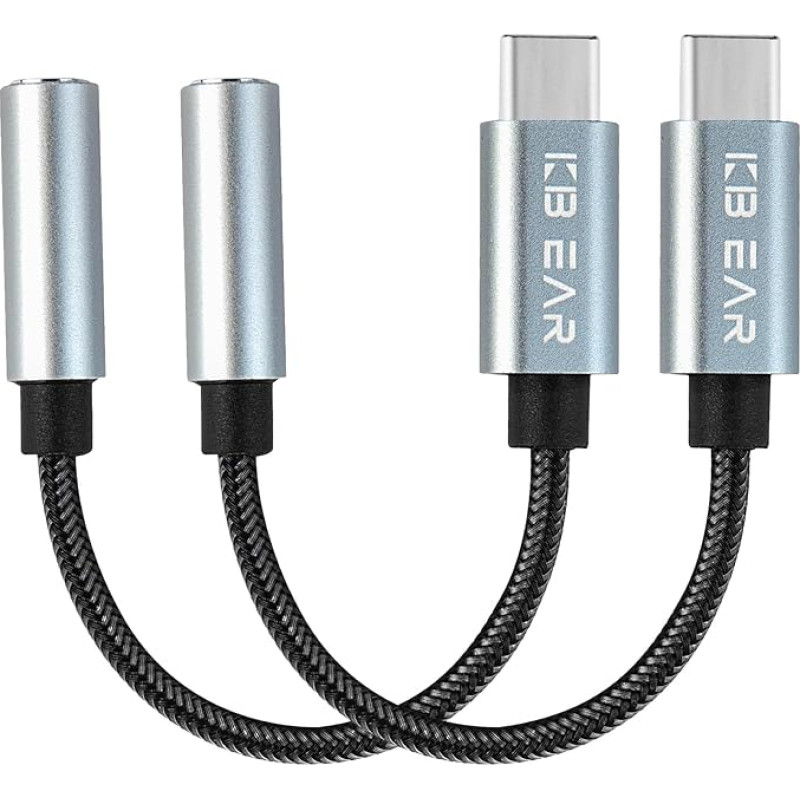 KBEAR KW4 3,5 mm USB C ausinių lizdo adapteris HiFi ausinių adapteris, dviejų dalių rinkinys CX31993 DAC Chip Aux į USB C, skirtas iPhone 16/15, iPad Pro/iPad Air, Samsung Galaxy