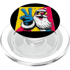 Weihnachtsmann Friedenszeichen Retro Pop Charakter Grafik Kunst lustig PopSockets PopGrip für MagSafe