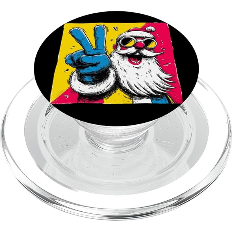 Weihnachtsmann Friedenszeichen Retro Pop Charakter Grafik Kunst lustig PopSockets PopGrip für MagSafe