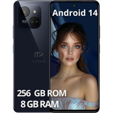 Plonas ir elegantiškas išmanusis telefonas su NFC funkcija be sutarties myPhone N23 Plus 5G Midnight Blue + 5000 mAh baterija Fotoaparatas 50 mpx, FHD+ ekranas 256 GB, iki 16 GB RAM Android 14. 6,78 colių