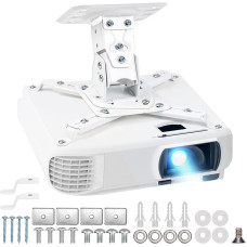 BELLE VOUS White Universal Ceiling Projector Mount - Holds 8 kg, 23-35 cm - Aluminium Alloy Projector Accessories with Tilt/Swivel - Wall/Ceiling Mount Projector with Arms