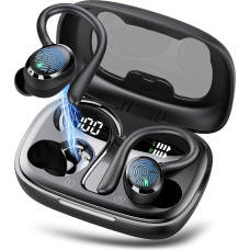 KT1 Bluetooth Kopfhörer Sport, Kopfhörer Kabellos Bluetooth 5.3 mit HD Mic, In Ear Kopfhörer mit 4 ENC Klarer Mic, 72 Std Kabellose Kopfhörer mit Tiefer Bass, IPX7 Wasserdicht Ohrhörer mit Ohrhaken