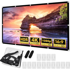 Beamer Leinwand 120 Zoll Outdoor, 16:9 HD Faltbarer Beamer Leinwand, Leinwande Wand Anti Licht, 4K Projector Screen Hanging Doppelseitige, Leinwände für Zuhause, Schule, Treffen
