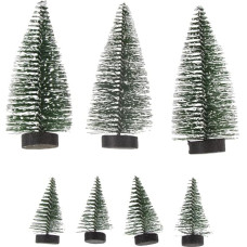 Rayher 66075444 Mini snieguotos dirbtinės Kalėdų eglutės su sniego efektu, 7 vnt., 5 ir 10 cm, Kalėdų dekoracijos, mažos eglutės, dekoratyvinės eglutės
